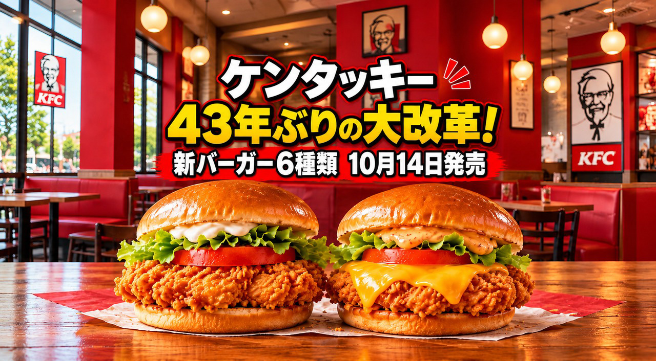【10月14日発売】ケンタッキー43年ぶりの大改革！新バーガー全6種類、鶏もも肉に刷新