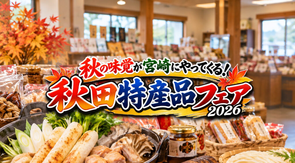 【宮崎市佐土原】きりたんぽ・いぶりがっこ・稲庭うどん！「秋田特産品フェア2026」開催