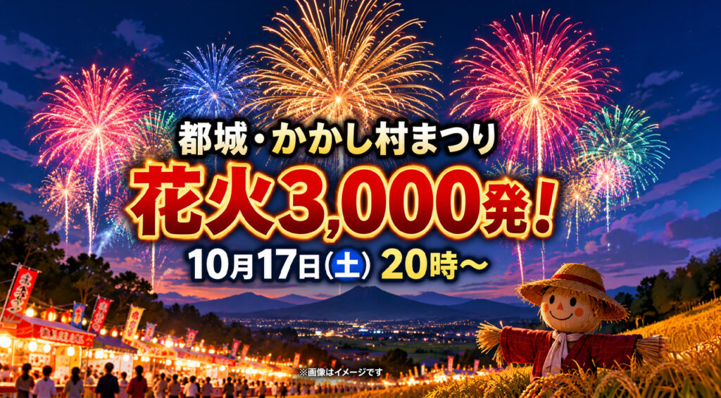【10月17日】都城で花火3,000発！「2026かかし村まつり」開催｜駐車場・無料シャトルバス｜ほんみや宮崎