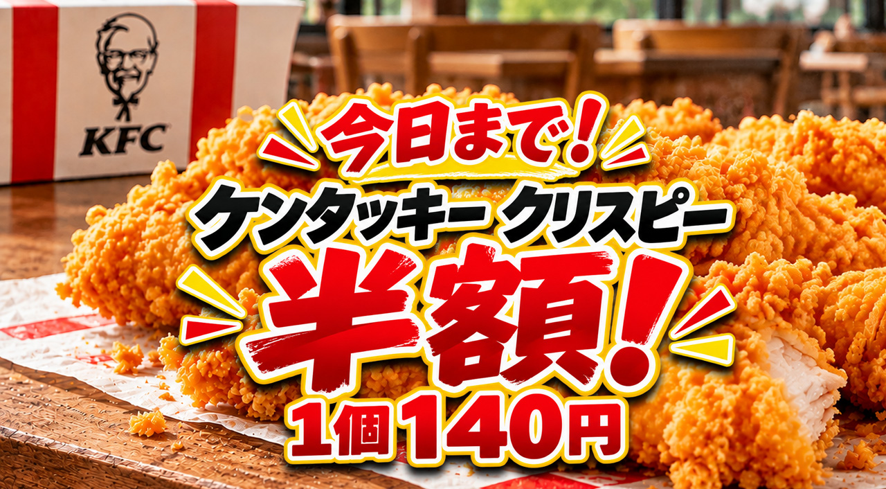 【本日10月13日まで】ケンタッキーのクリスピー140円！買い忘れ注意、1個150円お得