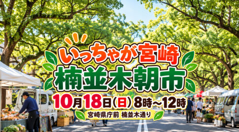 【10月18日】宮崎県庁前で「楠並木朝市」！朝8時からグルメ・特産品の買い物へ