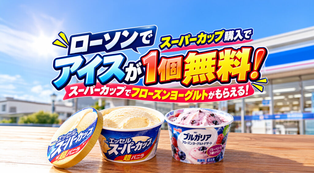 【1個買うと1個無料】ローソンでアイスがお得！スーパーカップ購入でフローズンヨーグルトがもらえる