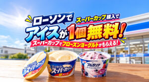 【1個買うと1個無料】ローソンでアイスがお得！スーパーカップ購入でフローズンヨーグルトがもらえる