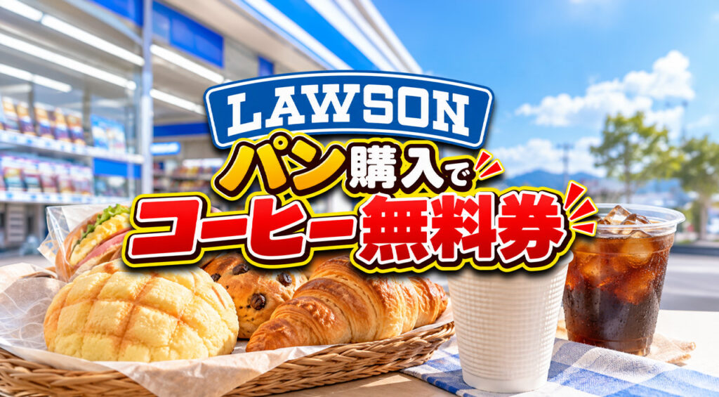 【10月12日まで】ローソンでパン300円購入ごとにコーヒーS無料券！160円分がお得