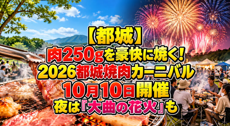 【都城】肉250gを豪快に焼く！2026都城焼肉カーニバル10月10日開催　夜は「大曲の花火」も