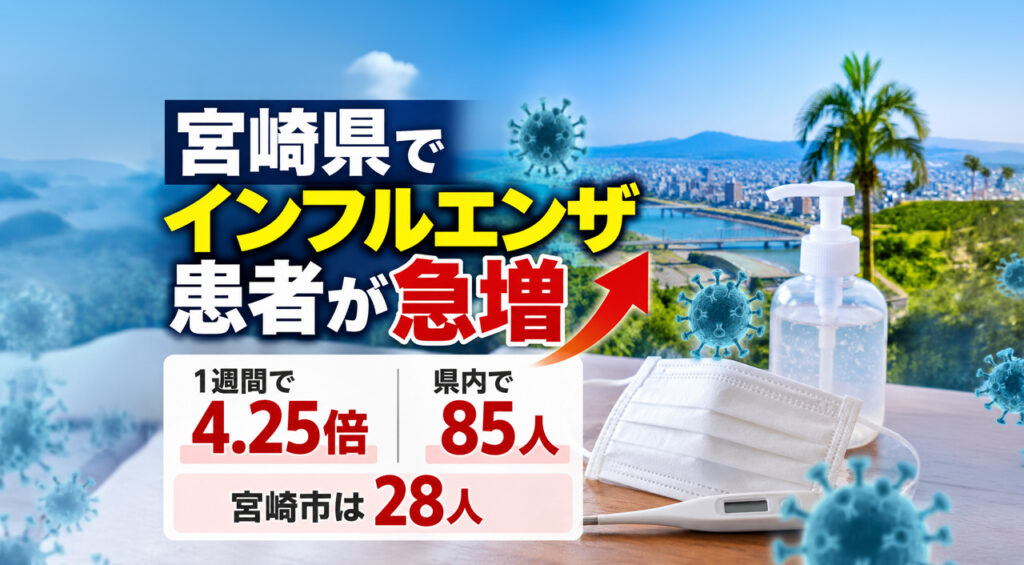 宮崎県でインフルエンザ患者が急増　1週間で4.25倍、宮崎市は28人｜ほんみや宮崎