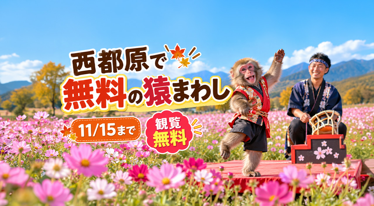 【西都市】このはな館で猿まわし！観覧無料・1日7回公演、9月23日まで｜ほんみや宮崎