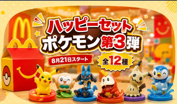 マクドナルドのハッピーセット「ポケモン」第3弾がスタート！全12種から登場｜ほんみや宮崎