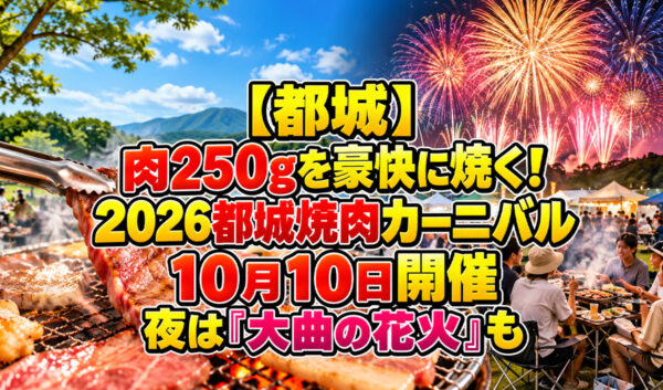 【都城】肉250gを豪快に焼く！2026都城焼肉カーニバル10月10日開催　夜は「大曲の花火」も