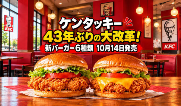 【10月14日発売】ケンタッキー43年ぶりの大改革！新バーガー全6種類、鶏もも肉に刷新